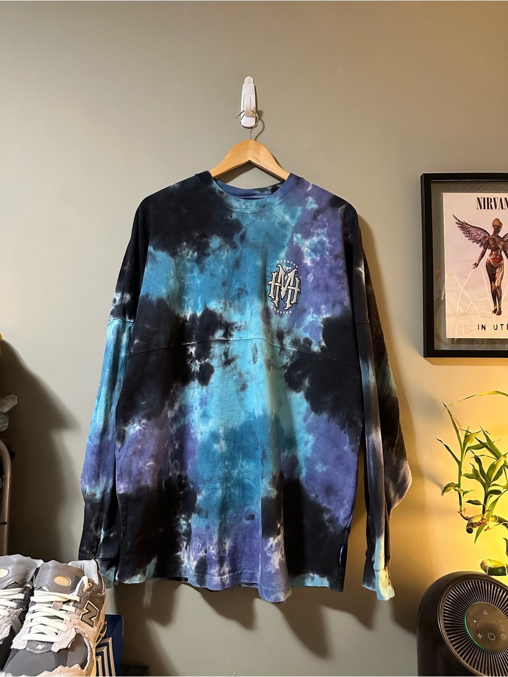 Disney Tie-Dye Long Sleeve Crew - Blue, Black & Purple